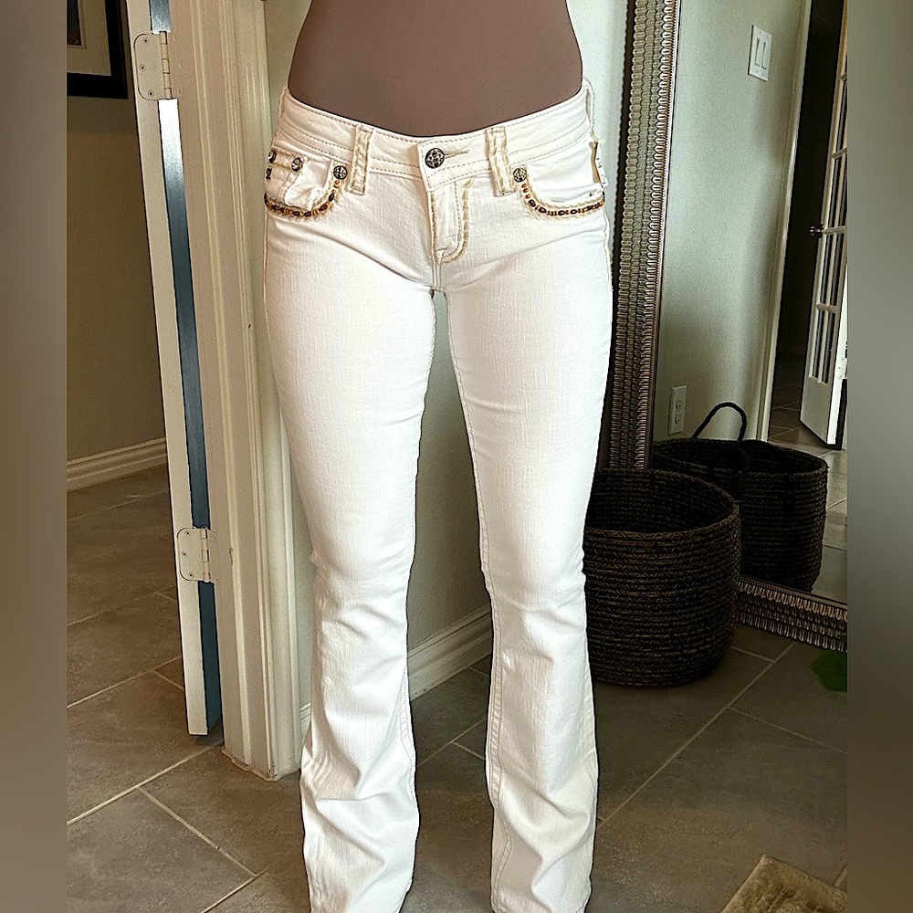 Vintage Low-Rise White Miss Me Jeans